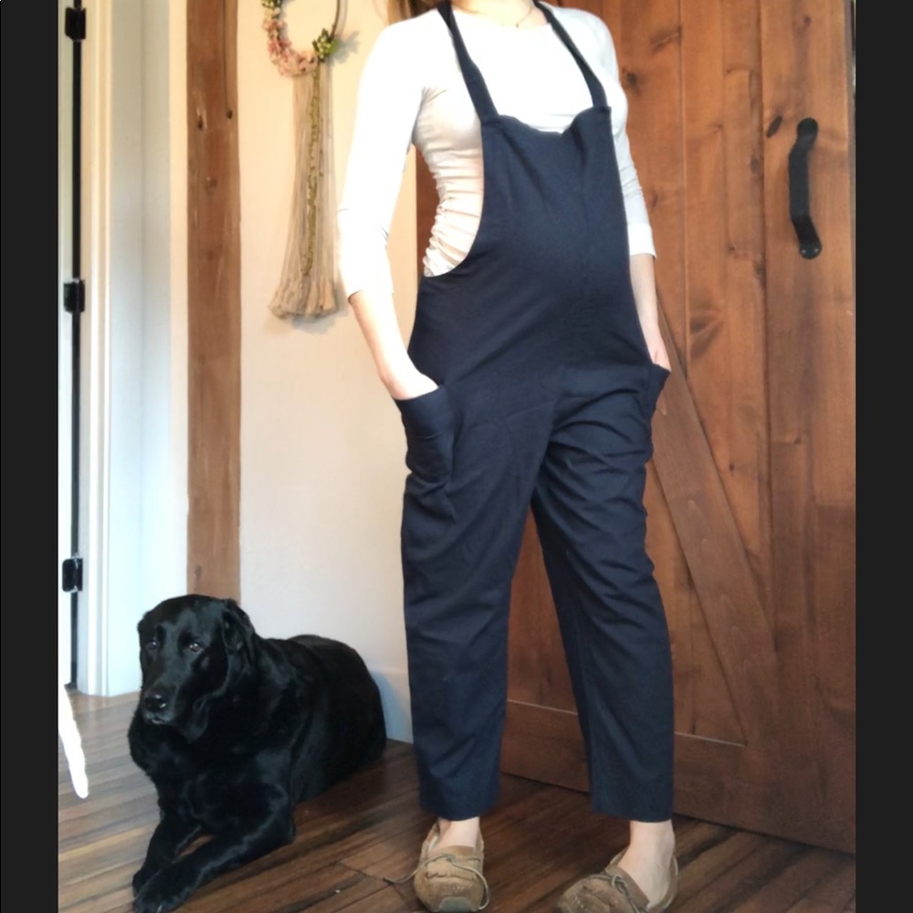 Linen maternity overalls